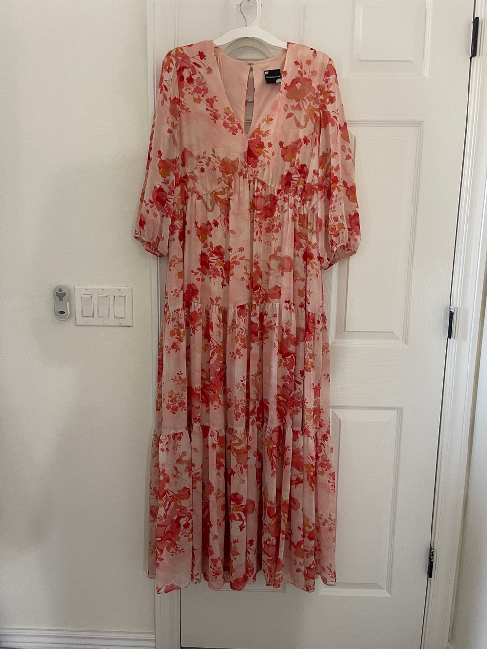 Maison Tara Pink and Coral Floral Maxi Dress